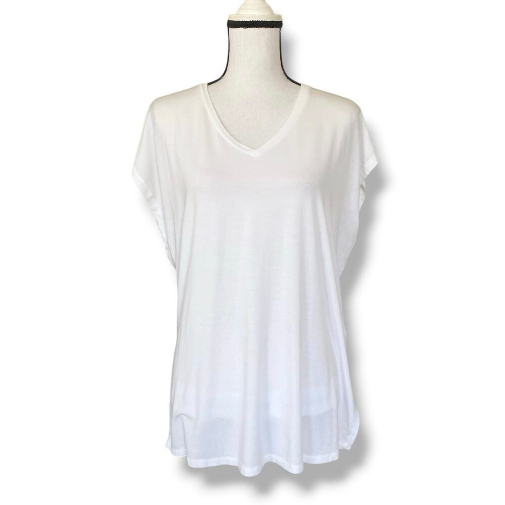 Eileen Fisher Boxy Sleeveless Top Sz S White V Neckline Lightweight Oversized